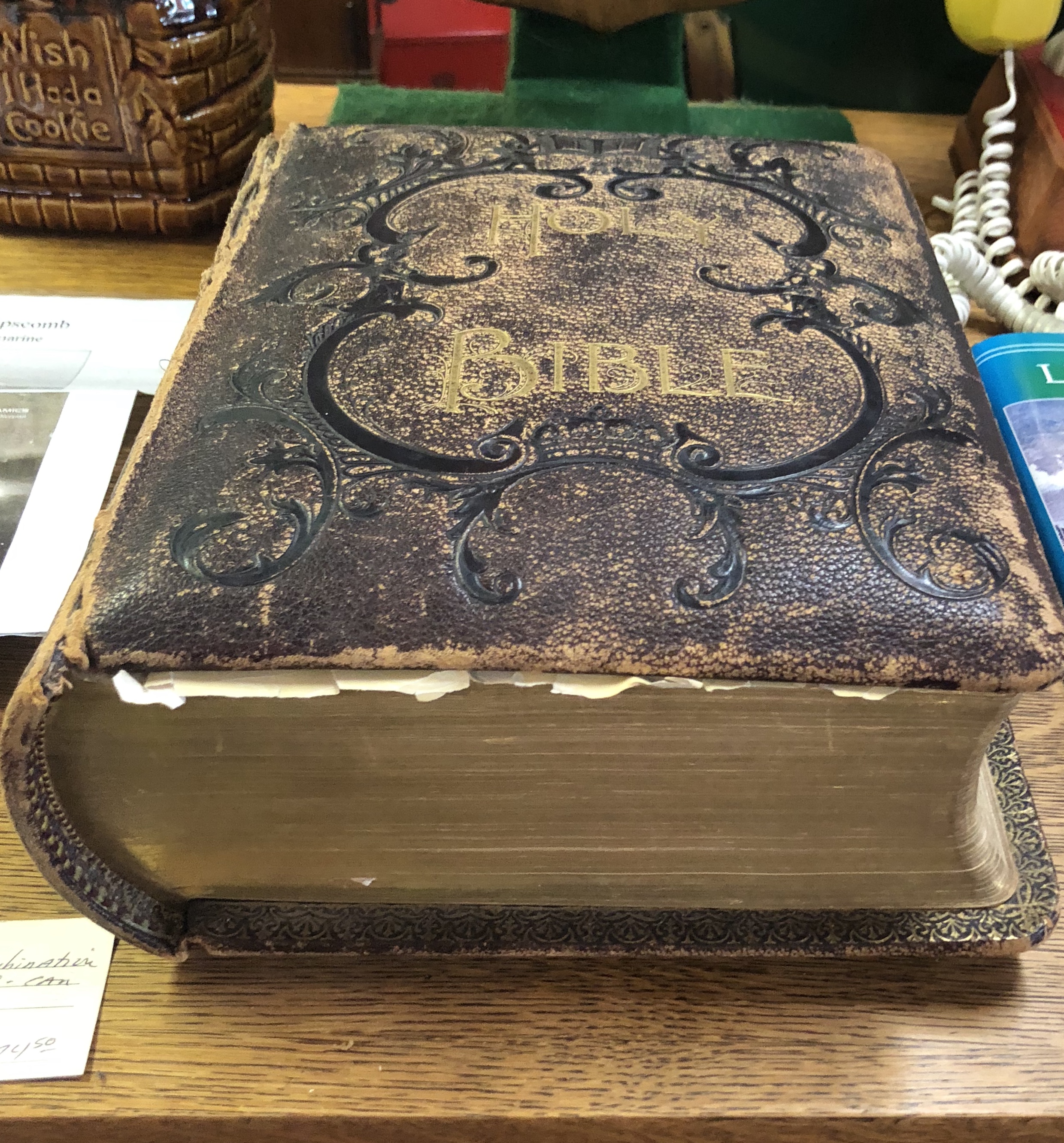 Enormous antique leather-bound Bible